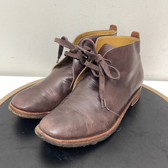 Bernardo Chukka Boots Men 9 Brown Leather Ankle Lace-Up Desert Crepe Sole - Picture 4 of 12
